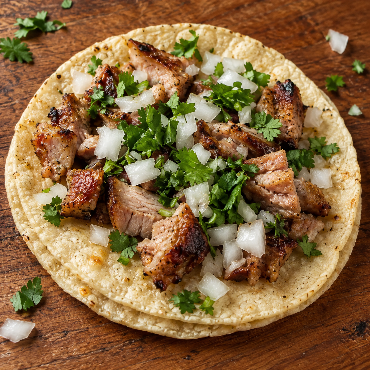 Taco de bistec de cerdo dorado